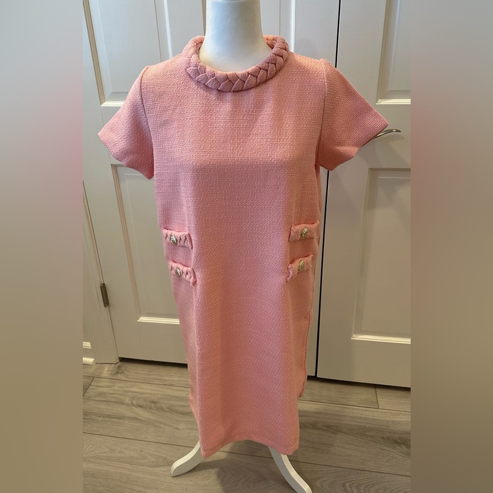 LIKE NEW Tuckernuck Inspired Pink Tweed Jackie Mini Dress